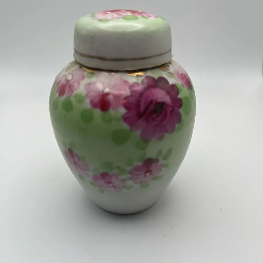Vintage floral ginger jar hand painted